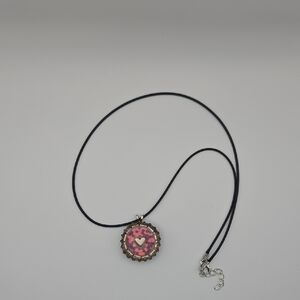 Handmade Heart Of Chrome Bottlecap Necklace